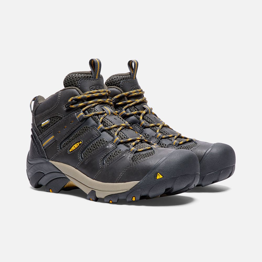 Botas de Trabajo Keen Mexico Negros Marrom - Hombre Lansing Mid Waterproof (Steel Toe) - EC3061429